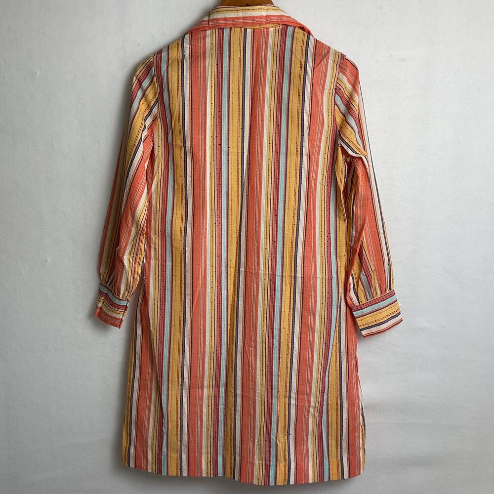 Vintage Dynasty Womens Boho Striped Long Sleeve Tunic Dress Size 12 - Picture 4 of 11